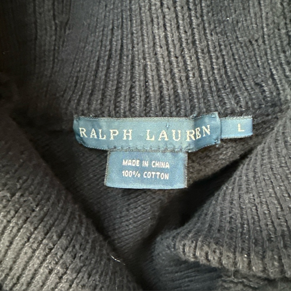 Ralph Lauren Blue Label Navy Shawl Collar Cotton Cardigan Women’s Large - Picture 5 of 7